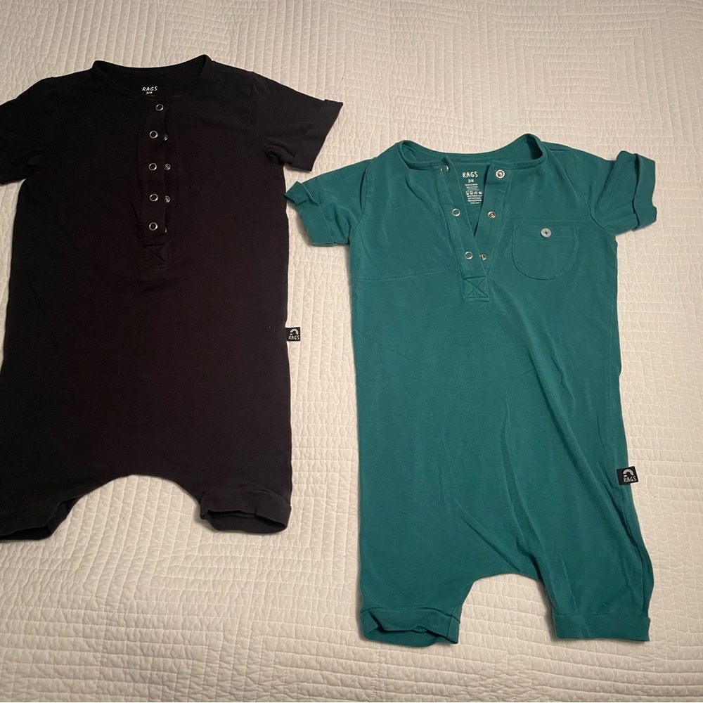 Rags Black and Teal Rompers